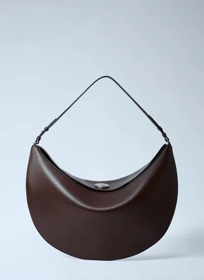 Jacquemus Le Calisso Rond Large Brown Shoulder Bag With Adjustable Strap And Embossed Logo In Leather Woman In Brown