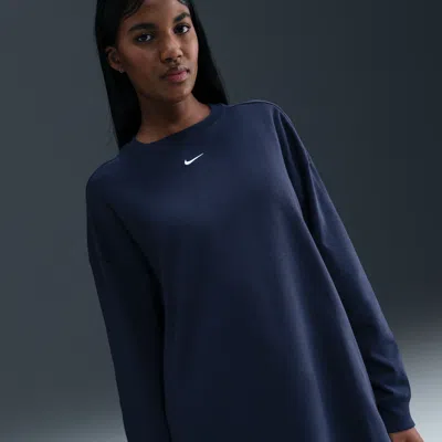 Nike Women's  Sportswear Phoenix Fleece Oversized Crew-neck Sweatshirt In Blue