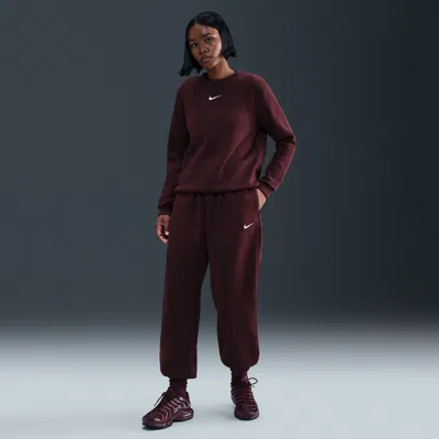 Nike Sportswear Plus Size Phoenix Fleece High-waist Oversized Sweatpants In Burgundy