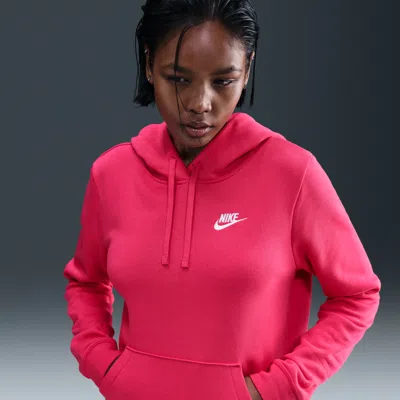 Nike Club Womens Long Sleeve Fleece Active Hoodie In Pink