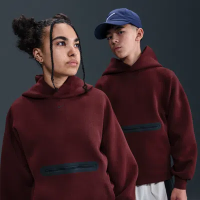 Nike Sportswear Tech Fleece Big Kids' (boys') Oversized Pullover Hoodie In Red