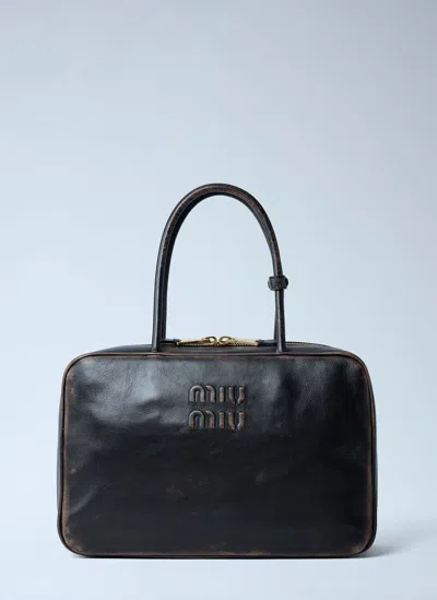 Miu Miu Beau Leather Handbag In Brown