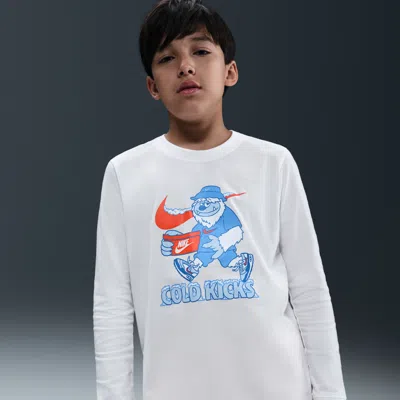Nike Sportswear Big Kids' Long-sleeve T-shirt In White