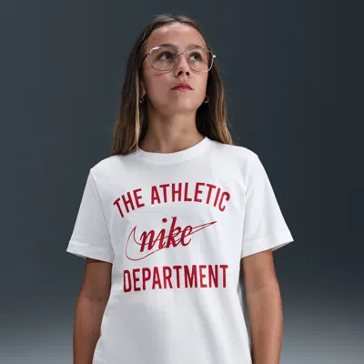 Nike Big Kid Unisex Crew Neck Short Sleeve Regular Fit Graphic T-shirt In White