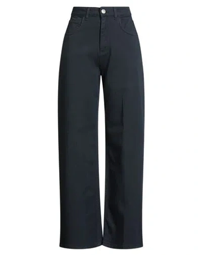 Kontatto Woman Pants Navy Size L Cotton In Blue