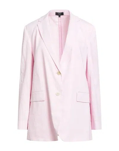 Theory Woman Blazer Pink Size 8 Linen, Viscose, Elastane In Pink