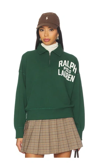 Polo Ralph Lauren Logo Fleece Quarter Zip In Green
