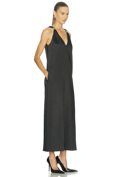 Brandon Maxwell The Keke Plunging Ring-strap Maxi Dress In Black
