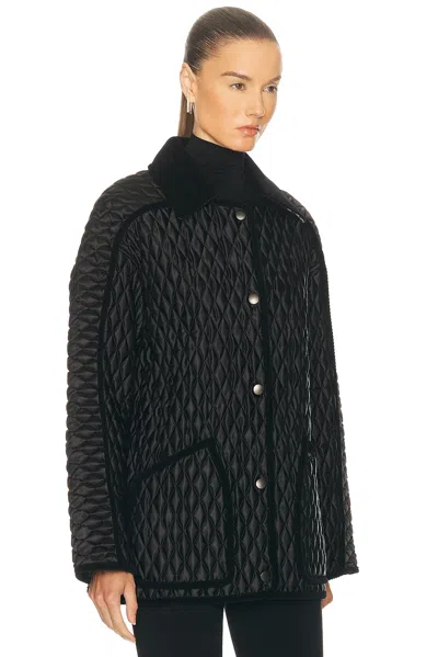 Burberry Cotton Corduroy-trimmed Quilted Shell Jacket In Black