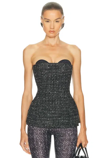 Diesel Bouclé Corset Top With Ultra-low Cut In Black