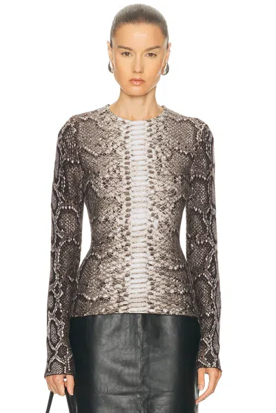 Gabriela Hearst Asha Long Sleeve Python-print Top In Gray