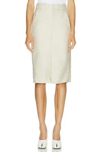 Maison Margiela Off-white Chino Midi Skirt In Neutral