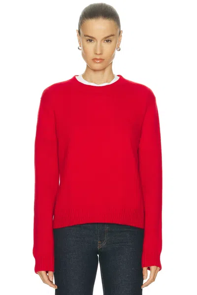 Lisa Yang Red Ribbed Crewneck Wool Sweater In Red