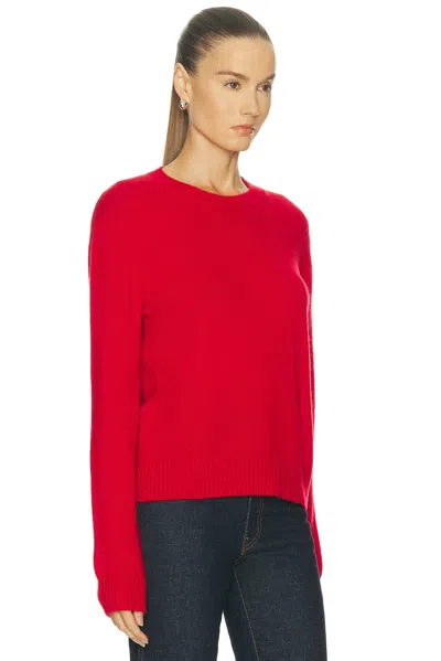 Lisa Yang Red Ribbed Crewneck Wool Sweater In Red