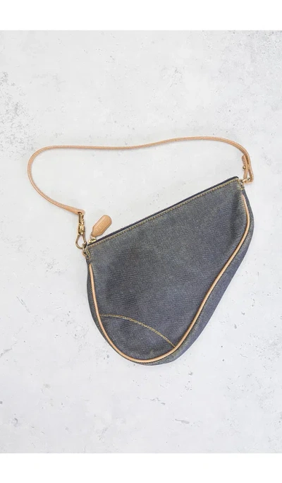 Fwrd Renew Dior Denim Vintage Pochette Saddle Bag In Blue