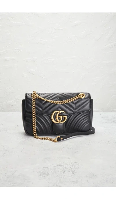 Fwrd Renew Gucci Gg Marmont Shoulder Bag In Black