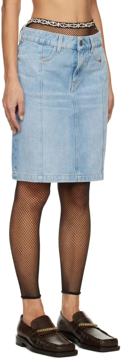 Martine Rose Blue Narrow Front Denim Miniskirt In Blue