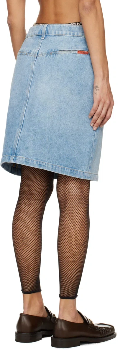 Martine Rose Blue Narrow Front Denim Miniskirt In Blue