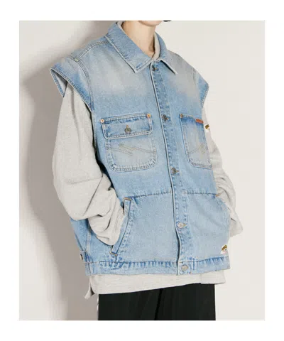 Martine Rose Blue Faded Denim Vest In Blue