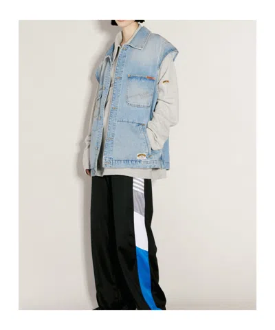 Martine Rose Blue Faded Denim Vest In Blue