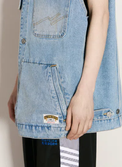 Martine Rose Blue Faded Denim Vest In Blue