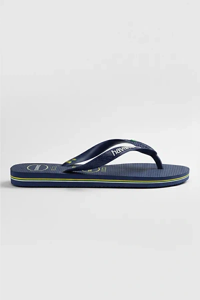 Havaianas Kids Brasil Logo Navy Blue In Blue