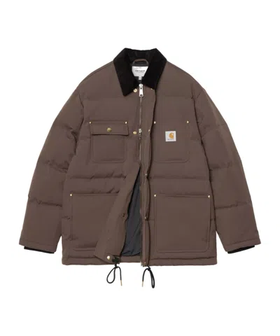 Carhartt Drawstring Hem Quilted Jacket Pockets In Burgundy