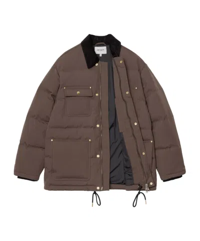 Carhartt Drawstring Hem Quilted Jacket Pockets In Burgundy