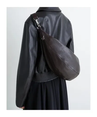 Lemaire Quiver Curved Zip Shoulder Bag In Brown