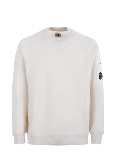 C.p. Company C.p.company  White Wool And Cotton Sweater In White