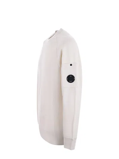 C.p. Company C.p.company  White Wool And Cotton Sweater In White