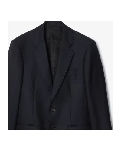 Burberry Check Wool Tailored Jacket In Black