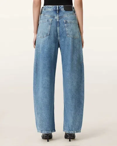 Allsaints Carter Mid Rise Barrel Jeans In Indigo In Blue