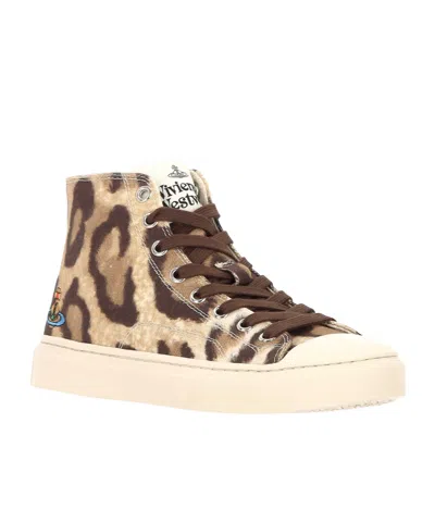 Vivienne Westwood High-top Plimsoll Printed Canvas Leopard 6-39 Women In Multi