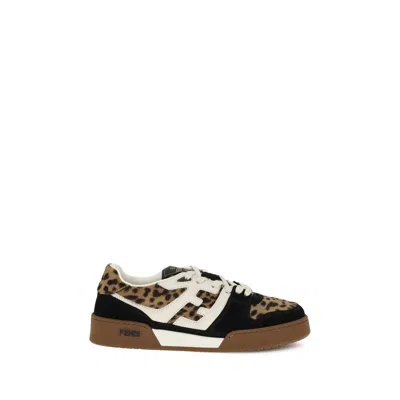 Fendi Low-top Platform In Multicolor Cavallino Calfskin And Suede In Multi
