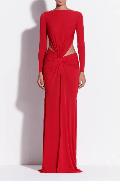 Alex Perry Long-sleeve Twist Gown Crepe Jersey In Red In Red