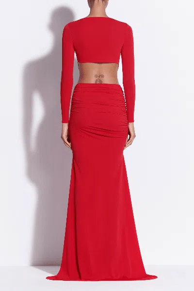 Alex Perry Long-sleeve Twist Gown Crepe Jersey In Red In Red