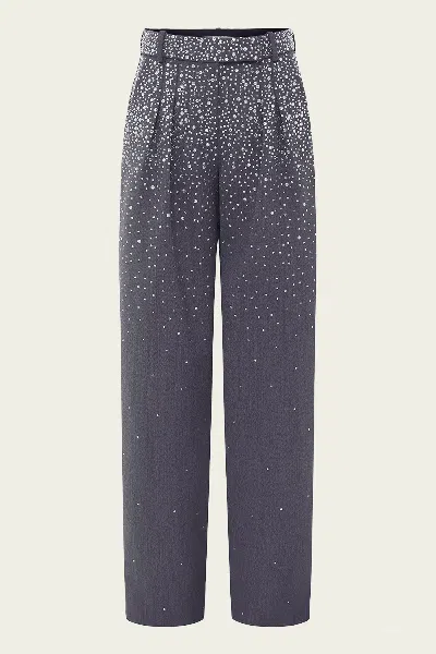 Alex Perry Low Rise Trouser Crystal Suiting In Slate Grey In Gray