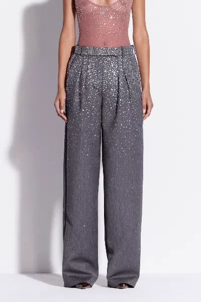 Alex Perry Low Rise Trouser Crystal Suiting In Slate Grey In Gray