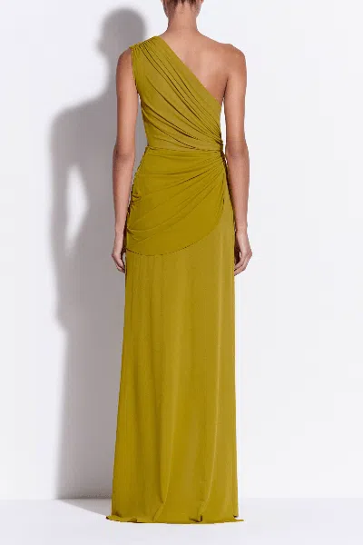 Alex Perry One-shoulder Draped Gown Crepe Jersey In Chartreuse In Green
