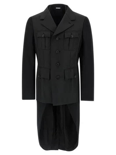 Comme Des Garçons Tailcoat Style Double Layer Blazer In Black