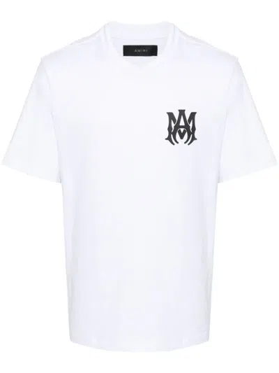 Amiri White Crewneck T-shirt With Logo Print On The Front And Logo Lettering On The Rear In Cotton M In White