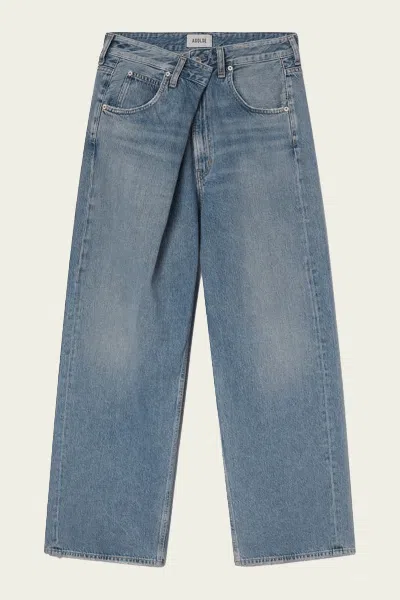 Agolde Wide-leg Light Blue Denim Jeans With Classic Five-pocket Design
