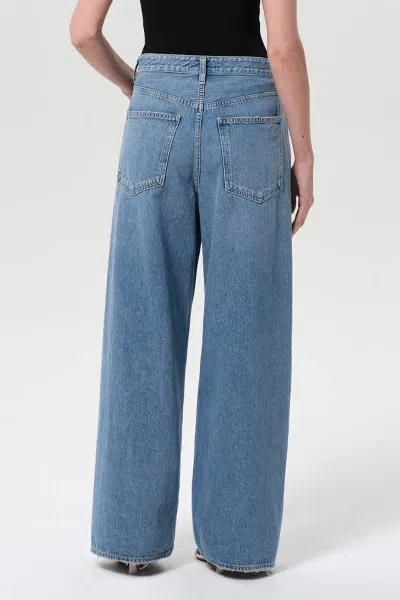 Agolde Wide-leg Light Blue Denim Jeans With Classic Five-pocket Design