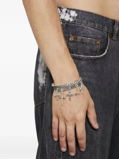 Emanuele Bicocchi Notre-dame Cross-charm Bracelet In Metallic