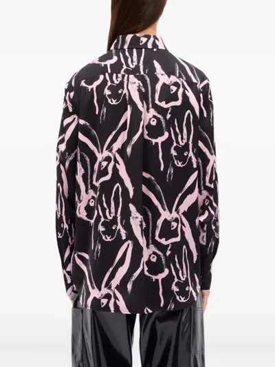 Msgm Rabbit Print Shirt In Black