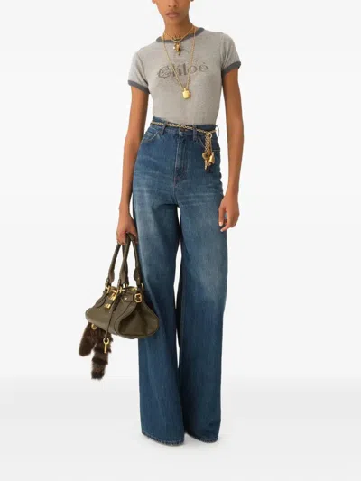 Chloé Baby Fit T-shirt With Logo In Cotton Jersey In Gray