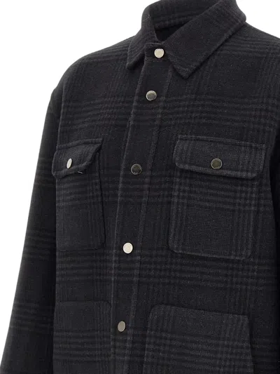 Paolo Pecora Four-pocket Jacket With Micro-check Pattern In Black