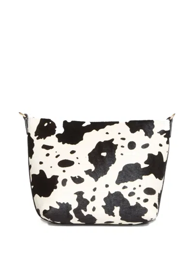 Mc2 Saint Barth Aline Cow-print Leather Clutch Bag In White