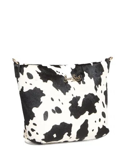 Mc2 Saint Barth Aline Cow-print Leather Clutch Bag In White